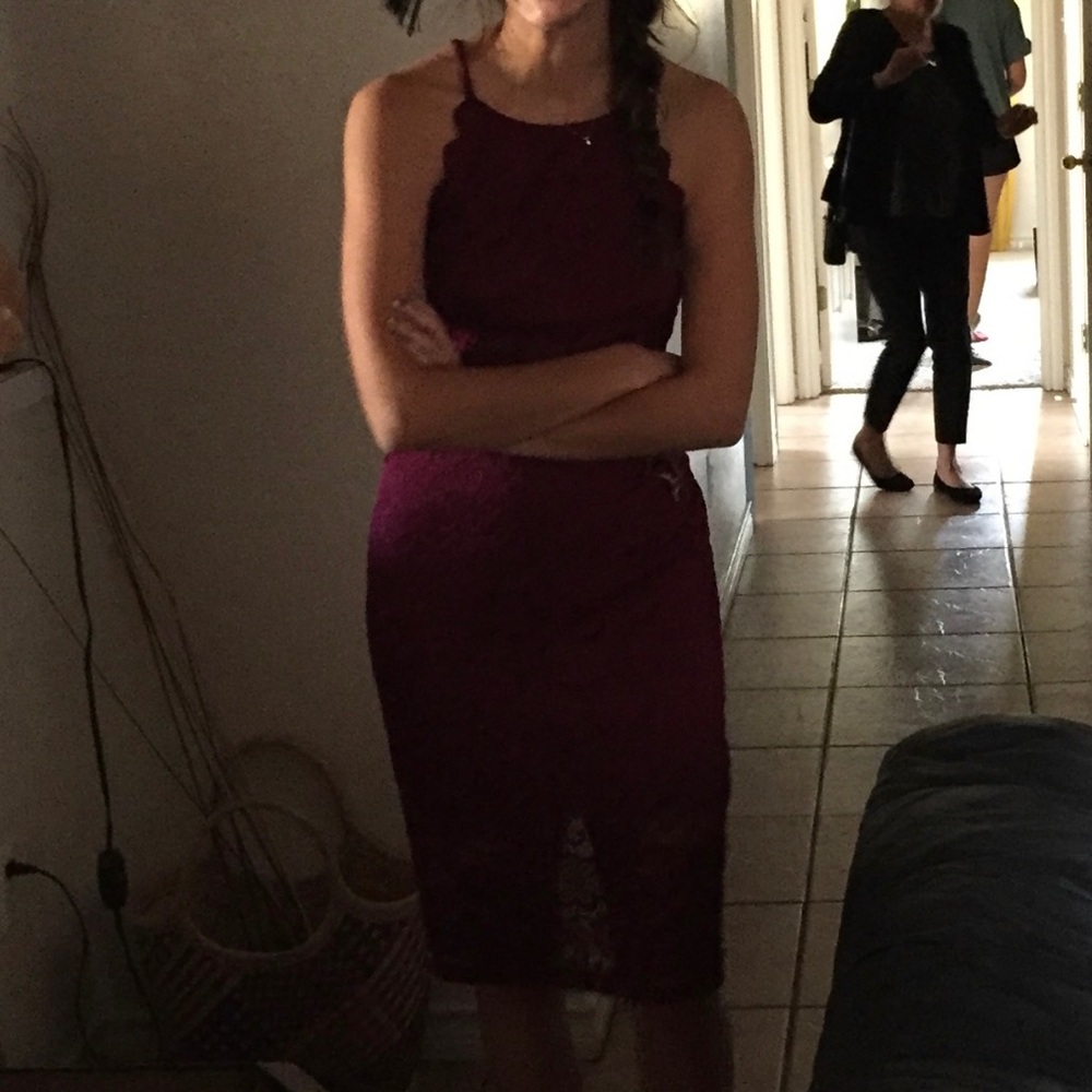 Elegant Burgundy Lace Dress